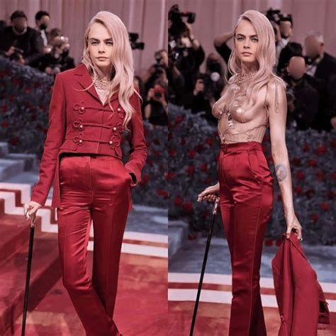 cara delevingne breast|Met Gala 2022: Cara Delevingne goes topless in dazzling gold .